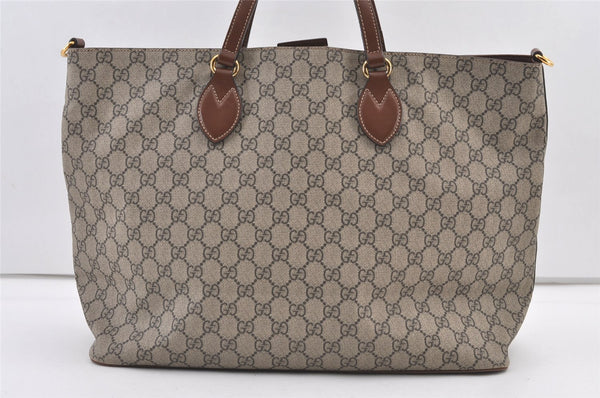 Authentic GUCCI Vintage 2Way Shoulder Tote Bag GG PVC Leather 453705 Brown 0756K