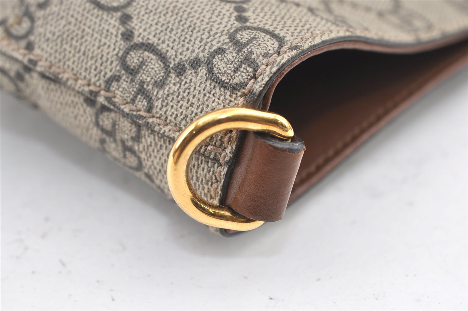 Authentic GUCCI Vintage 2Way Shoulder Tote Bag GG PVC Leather 453705 Brown 0756K