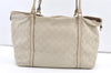 Authentic GUCCI Guccissima Shoulder Tote Bag GG Leather 197953 White 0757K