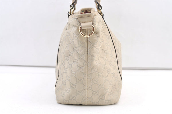 Authentic GUCCI Guccissima Shoulder Tote Bag GG Leather 197953 White 0757K