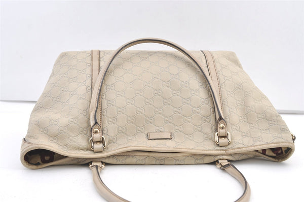 Authentic GUCCI Guccissima Shoulder Tote Bag GG Leather 197953 White 0757K