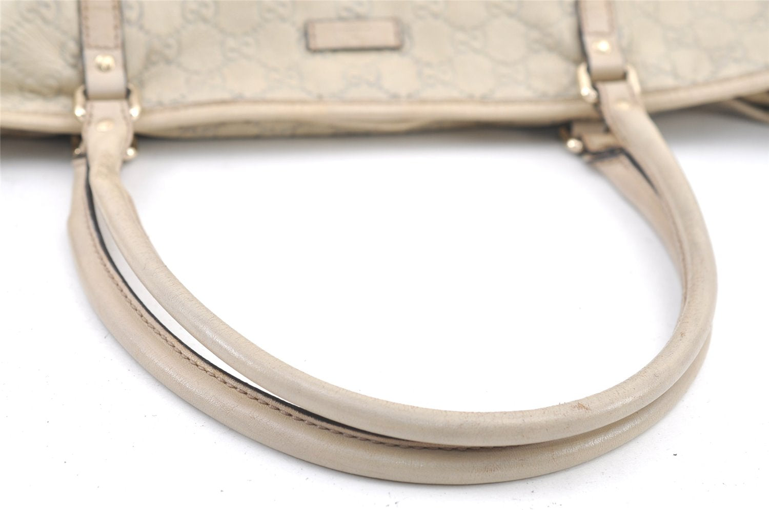 Authentic GUCCI Guccissima Shoulder Tote Bag GG Leather 197953 White 0757K