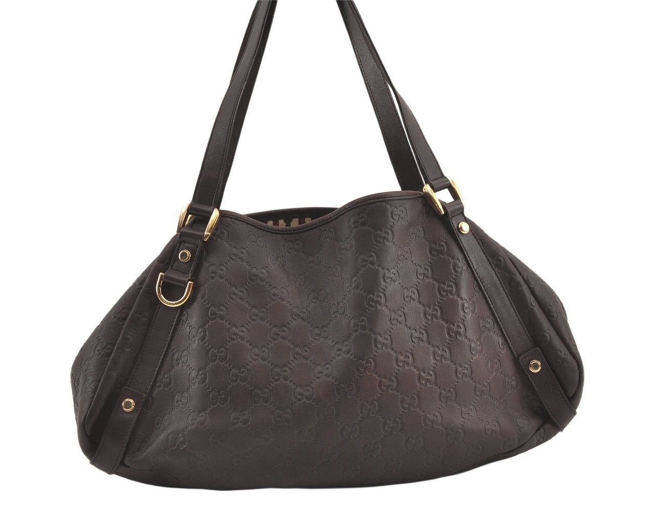 Authentic GUCCI Guccissima Abbey Shoulder Tote Bag GG Leather 130736 Brown 0758K