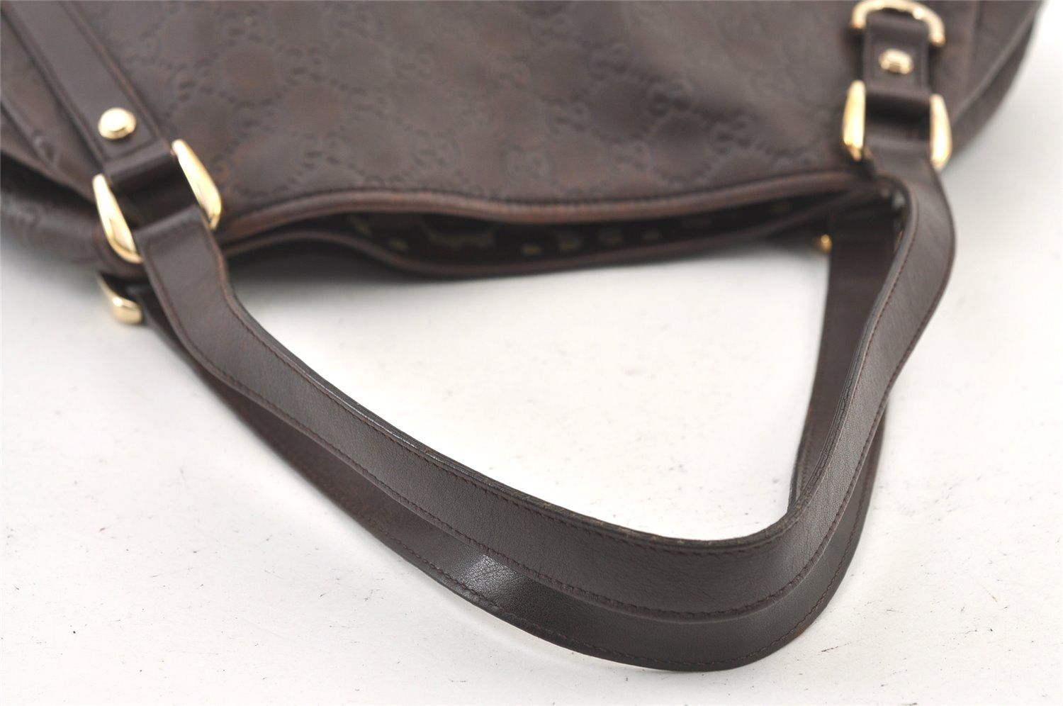 Authentic GUCCI Guccissima Abbey Shoulder Tote Bag GG Leather 130736 Brown 0758K