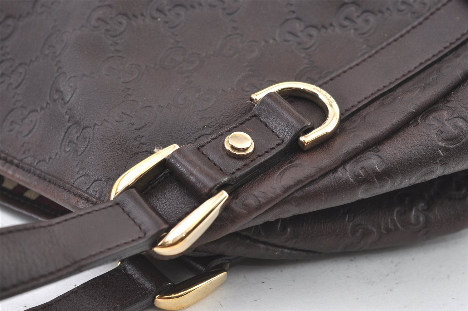 Authentic GUCCI Guccissima Abbey Shoulder Tote Bag GG Leather 130736 Brown 0758K