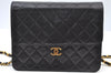 Authentic CHANEL Lamb Skin Matelasse Chain Shoulder Bag Black CC Junk 0759I