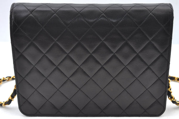 Authentic CHANEL Lamb Skin Matelasse Chain Shoulder Bag Black CC Junk 0759I