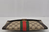 Authentic GUCCI Web Sherry Line Clutch Hand Bag GG PVC Leather Brown Junk 0760J