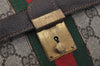 Authentic GUCCI Web Sherry Line Clutch Hand Bag GG PVC Leather Brown Junk 0760J