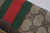 Authentic GUCCI Web Sherry Line Clutch Hand Bag GG PVC Leather Brown Junk 0760J