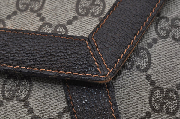 Authentic GUCCI Web Sherry Line Clutch Hand Bag GG PVC Leather Brown Junk 0760J
