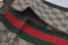 Authentic GUCCI Web Sherry Line Clutch Hand Bag GG PVC Leather Brown Junk 0760J