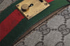 Authentic GUCCI Web Sherry Line Clutch Hand Bag GG PVC Leather Brown Junk 0760J