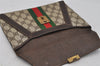Authentic GUCCI Web Sherry Line Clutch Hand Bag GG PVC Leather Brown Junk 0760J