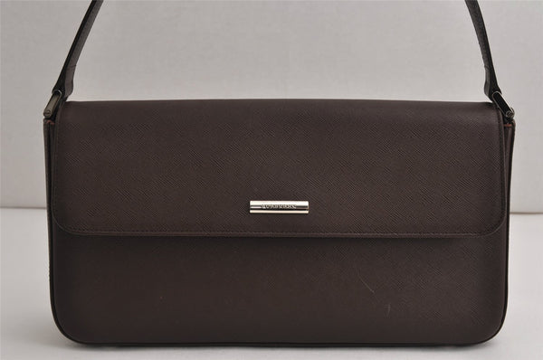 Authentic BURBERRY Vintage Leather Shoulder Hand Bag Purse Brown 0760K