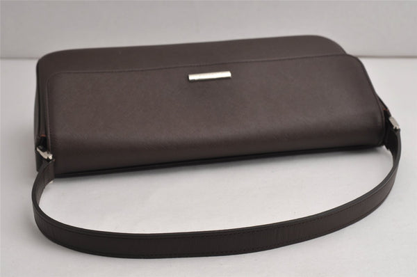 Authentic BURBERRY Vintage Leather Shoulder Hand Bag Purse Brown 0760K