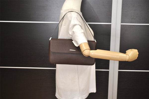 Authentic BURBERRY Vintage Leather Shoulder Hand Bag Purse Brown 0760K