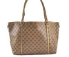 Authentic GUCCI GG Crystal Shoulder Tote Bag GG PVC Leather 197953 Brown 0761K