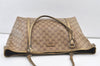 Authentic GUCCI GG Crystal Shoulder Tote Bag GG PVC Leather 197953 Brown 0761K