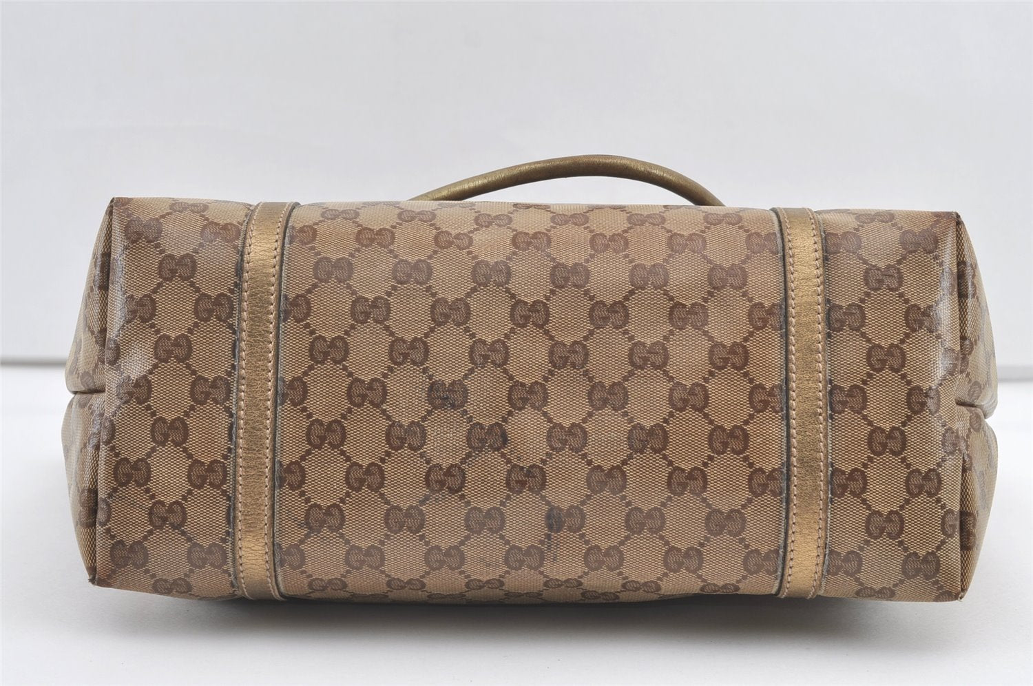 Authentic GUCCI GG Crystal Shoulder Tote Bag GG PVC Leather 197953 Brown 0761K