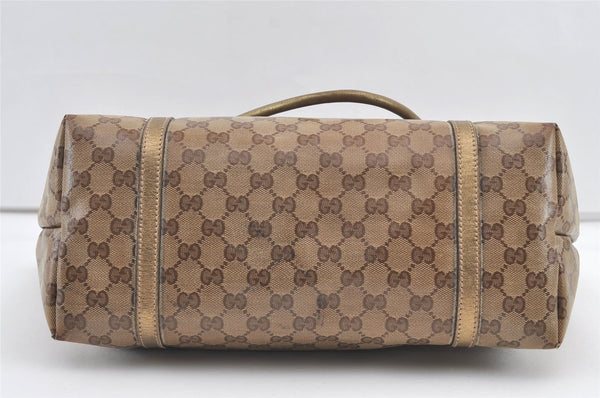 Authentic GUCCI GG Crystal Shoulder Tote Bag GG PVC Leather 197953 Brown 0761K