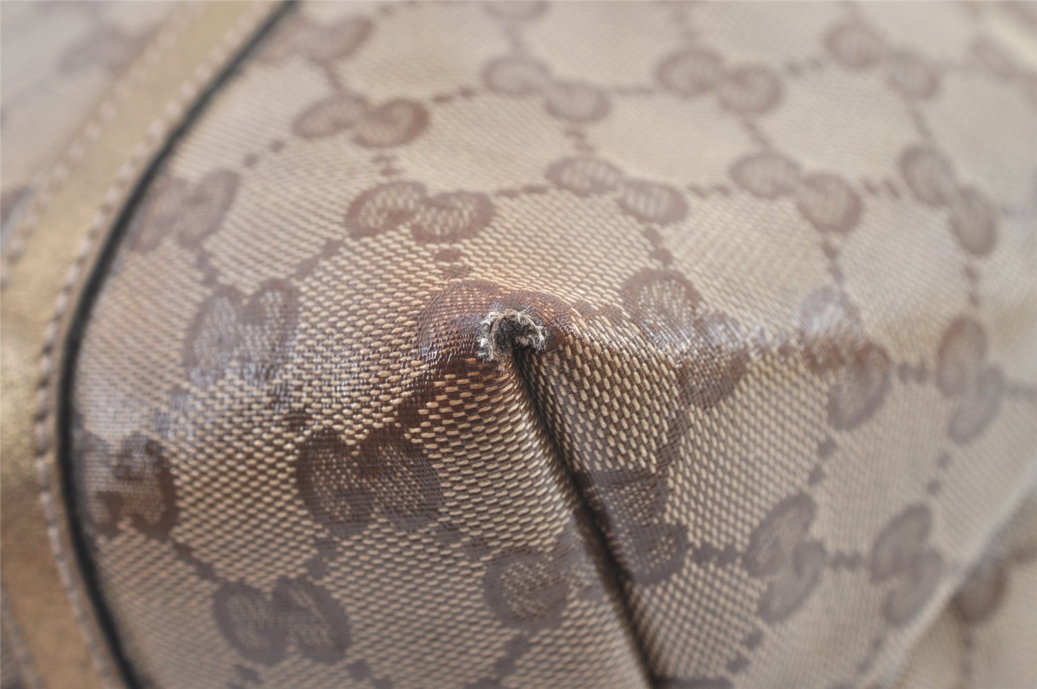 Authentic GUCCI GG Crystal Shoulder Tote Bag GG PVC Leather 197953 Brown 0761K