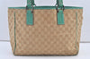 Authentic GUCCI Shoulder Tote Bag GG Canvas Leather 113017 Beige Blue 0763K