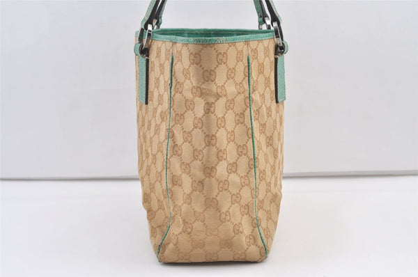 Authentic GUCCI Shoulder Tote Bag GG Canvas Leather 113017 Beige Blue 0763K