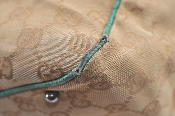 Authentic GUCCI Shoulder Tote Bag GG Canvas Leather 113017 Beige Blue 0763K