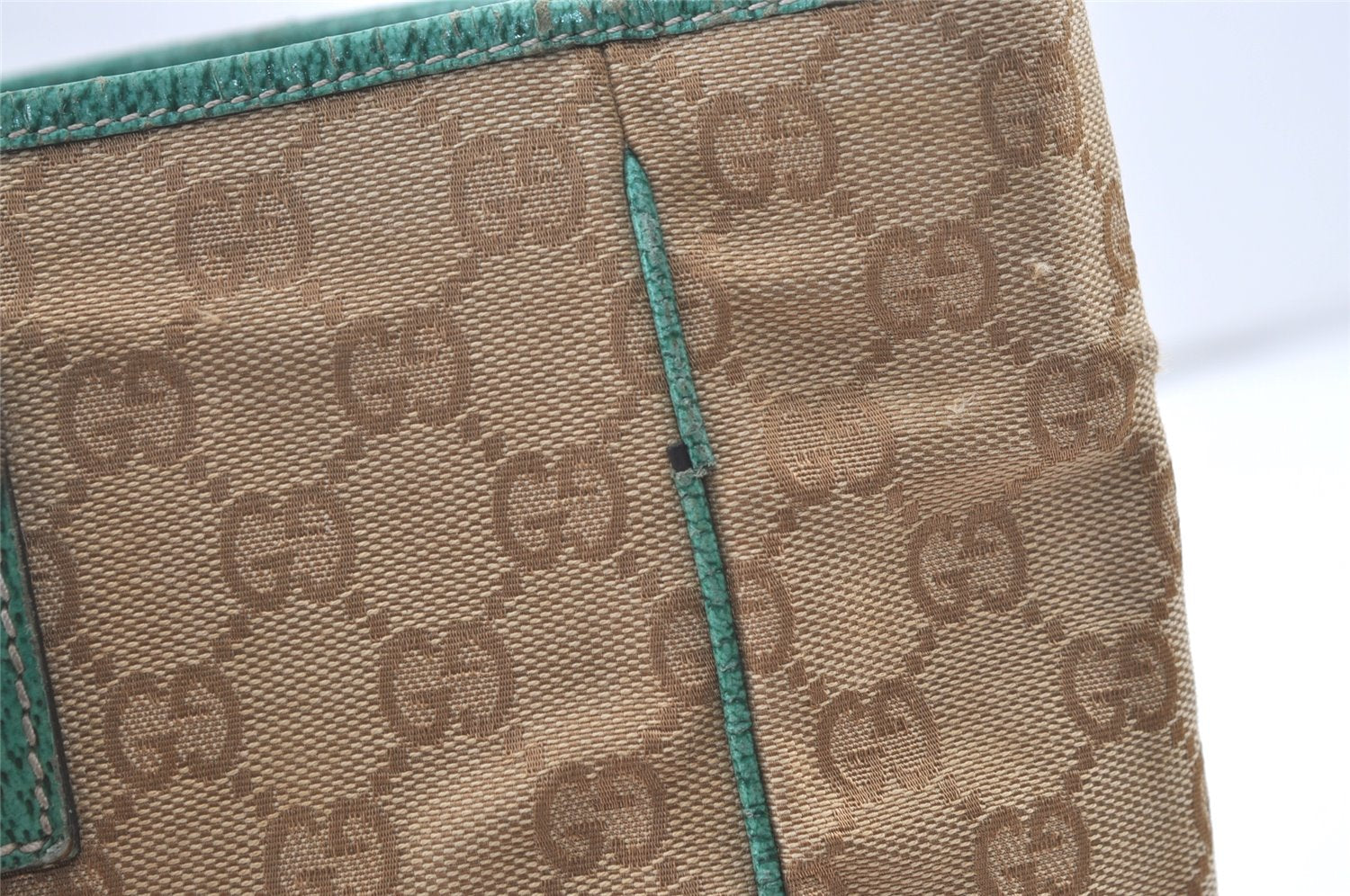 Authentic GUCCI Shoulder Tote Bag GG Canvas Leather 113017 Beige Blue 0763K