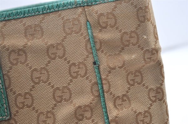 Authentic GUCCI Shoulder Tote Bag GG Canvas Leather 113017 Beige Blue 0763K