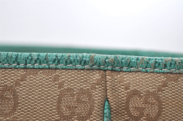 Authentic GUCCI Shoulder Tote Bag GG Canvas Leather 113017 Beige Blue 0763K