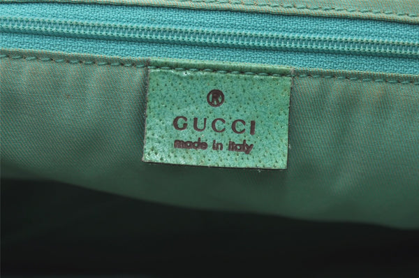 Authentic GUCCI Shoulder Tote Bag GG Canvas Leather 113017 Beige Blue 0763K