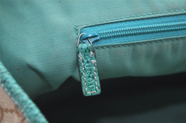 Authentic GUCCI Shoulder Tote Bag GG Canvas Leather 113017 Beige Blue 0763K