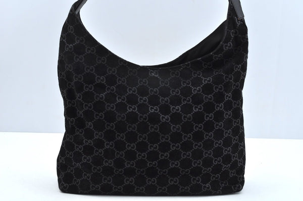 Authentic GUCCI Shoulder Bag GG Suede Leather 0013297 Black Junk 0764J