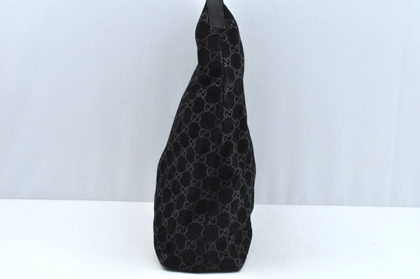 Authentic GUCCI Shoulder Bag GG Suede Leather 0013297 Black Junk 0764J