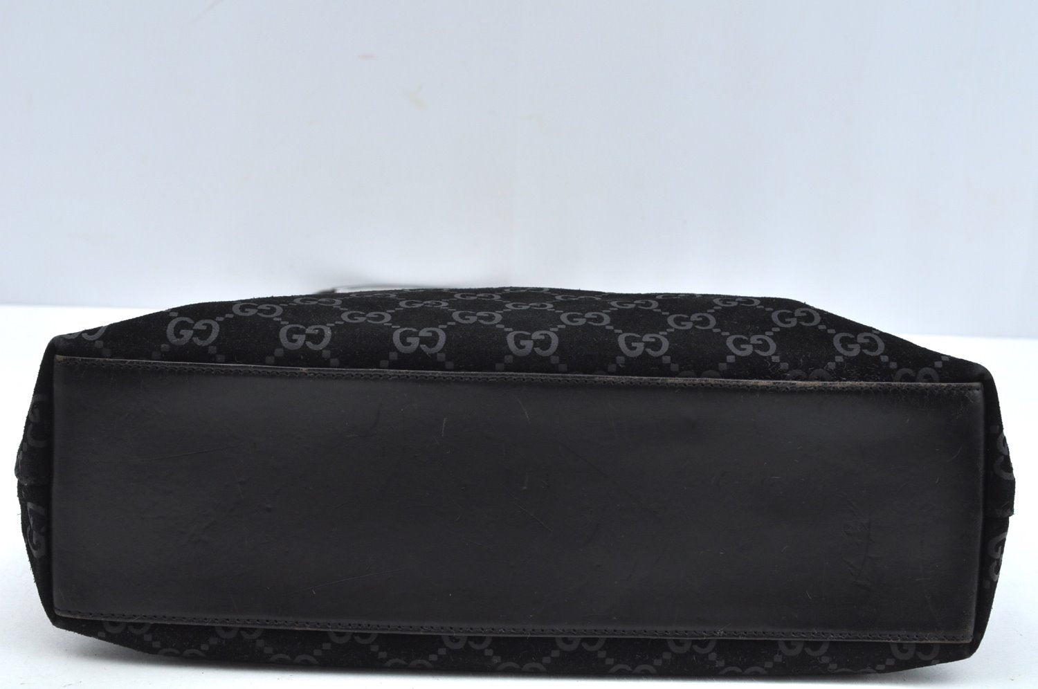 Authentic GUCCI Shoulder Bag GG Suede Leather 0013297 Black Junk 0764J
