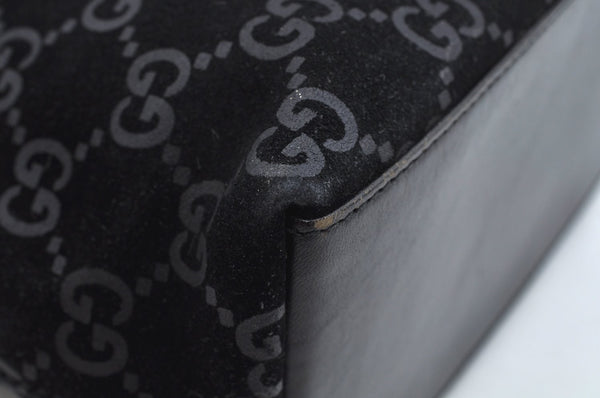 Authentic GUCCI Shoulder Bag GG Suede Leather 0013297 Black Junk 0764J