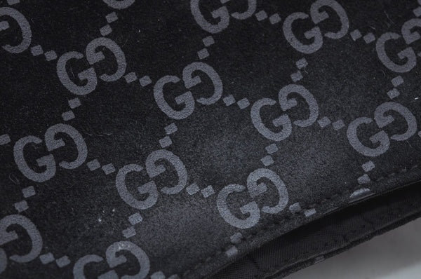 Authentic GUCCI Shoulder Bag GG Suede Leather 0013297 Black Junk 0764J