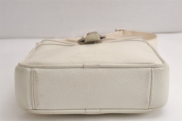 Authentic BURBERRY Vintage Leather Shoulder Cross Body Bag Purse White 0764K
