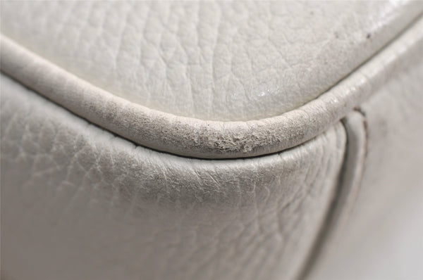 Authentic BURBERRY Vintage Leather Shoulder Cross Body Bag Purse White 0764K