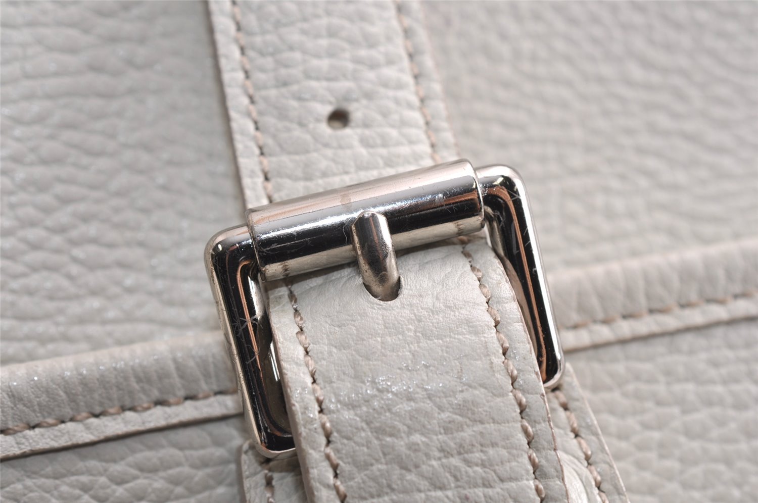 Authentic BURBERRY Vintage Leather Shoulder Cross Body Bag Purse White 0764K