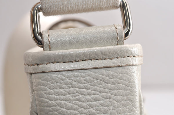 Authentic BURBERRY Vintage Leather Shoulder Cross Body Bag Purse White 0764K