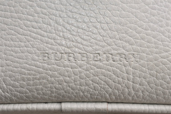 Authentic BURBERRY Vintage Leather Shoulder Cross Body Bag Purse White 0764K