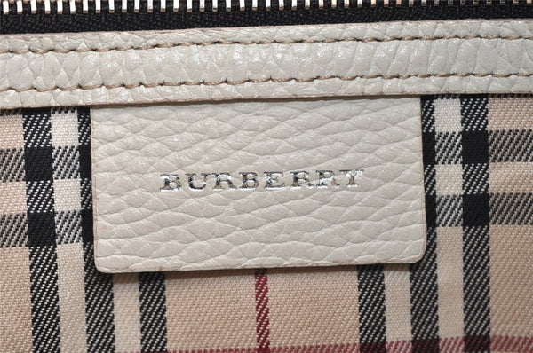 Authentic BURBERRY Vintage Leather Shoulder Cross Body Bag Purse White 0764K