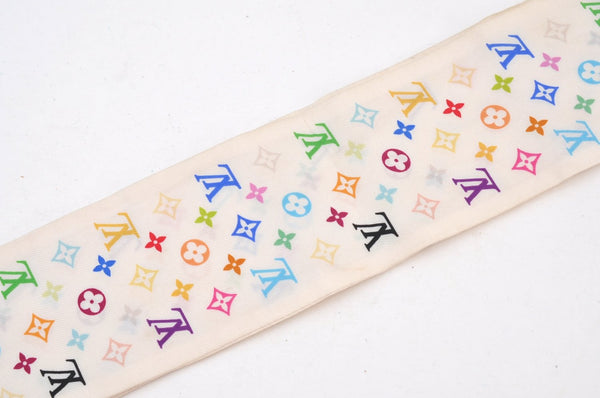 Authentic Louis Vuitton Monogram Multicolor Bandeau Scarf White M71991 LV 0765I