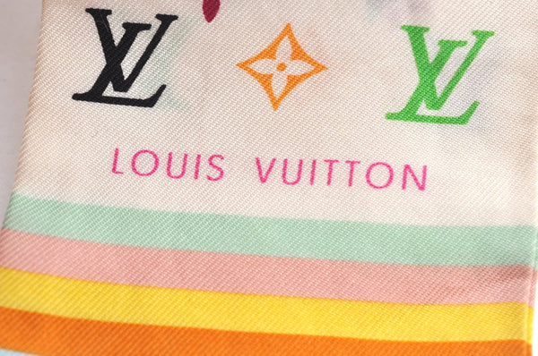 Authentic Louis Vuitton Monogram Multicolor Bandeau Scarf White M71991 LV 0765I