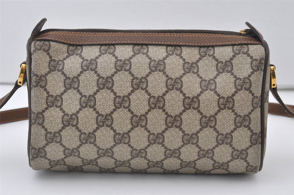 Authentic GUCCI Web Sherry Line Shoulder Cross Bag GG PVC Leather Brown 0765J
