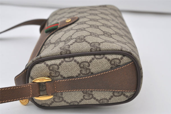 Authentic GUCCI Web Sherry Line Shoulder Cross Bag GG PVC Leather Brown 0765J