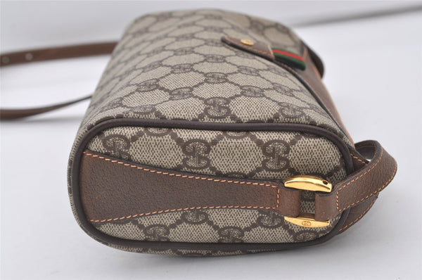 Authentic GUCCI Web Sherry Line Shoulder Cross Bag GG PVC Leather Brown 0765J